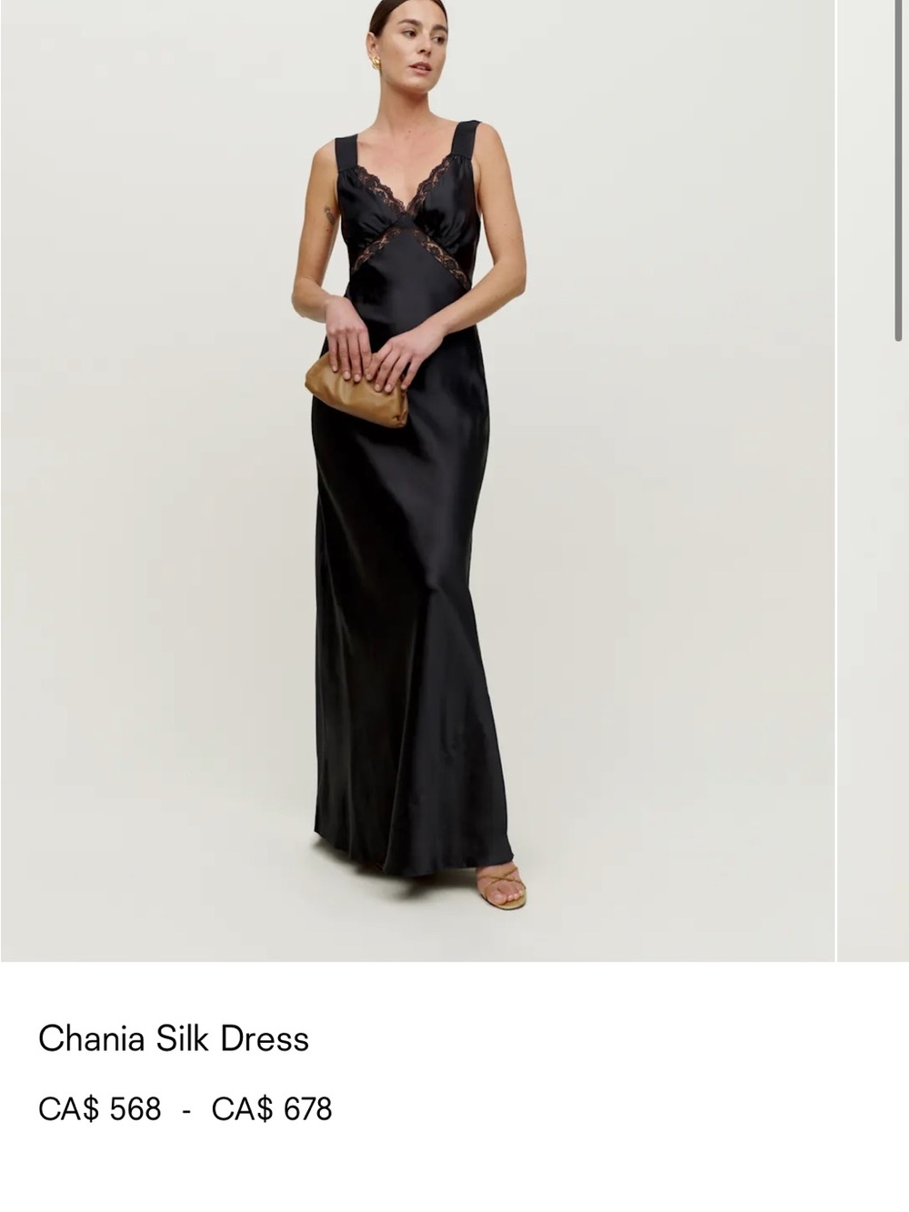 Reformation Black Chania Silk Maxi Dress